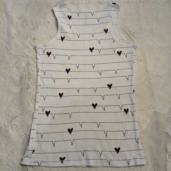 Womans White With Black Stripe Tank Top Size Large - Picture 4 of 5